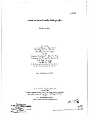 Uranium Hexafluoride Bibliography