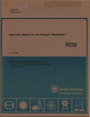 Primary view of object titled 'Instruction manual for the program SHAPEFACTOR'.