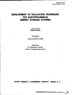 Development of Evaluation Techniques for Electrochemical Energy Storage Systems: Final Report