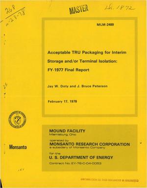 Acceptable TRU packaging for interim storage and/or terminal isolation: FY-1977 final report