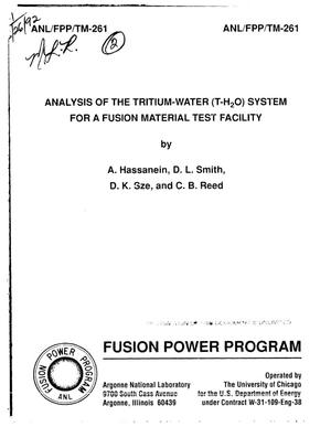 Analysis of the tritium-water (T-H sub 2 O) system for a fusion material test facility