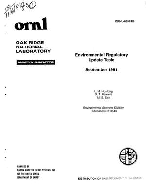 Environmental Regulatory Update Table, September 1991