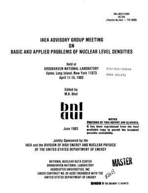 IAEA advisory group meeting on basic and applied problems of nuclear level densities