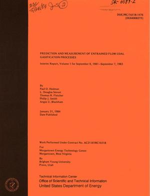 Prediction and Measurement of Entrained Flow Coal Gasification Processes. Interim Report, September 8, 1981-September 7, 1983