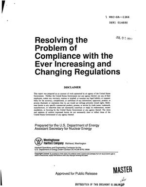 Resolving the problem of compliance with the ever increasing and changing regulations