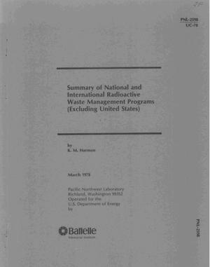 Summary of national and international radioactive waste management programs (excluding United States)