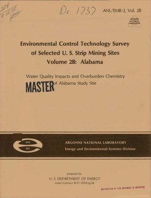Environmental control technology survey of selected US strip mining sites. Volume 2B. Alabama. Water quality impacts and overburden chemistry of Alabama study site