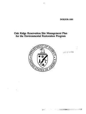 Oak Ridge Reservation Site Management Plan for the Environmental Restoration Program