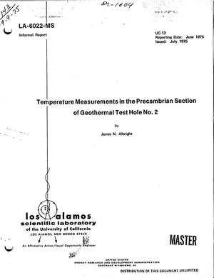 Temperature measurements in the Precambrian section of Geothermal Test Hole No. 2