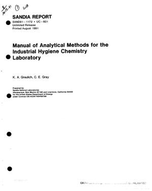 Manual of analytical methods for the Industrial Hygiene Chemistry Laboratory