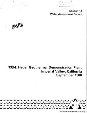 Water assessment report, section 13(b)
