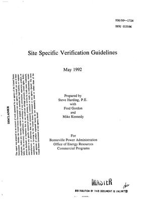 Site Specific Verification Guidelines.