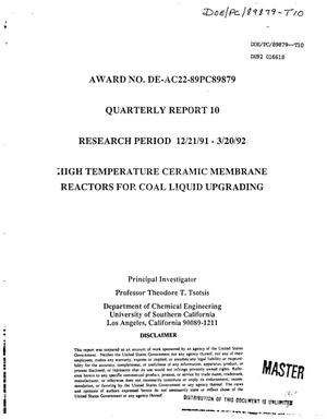 High temperature ceramic membrane reactors for coal liquid upgrading
