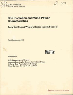 Site insolation and wind power characteristics: technical report western region (south section)