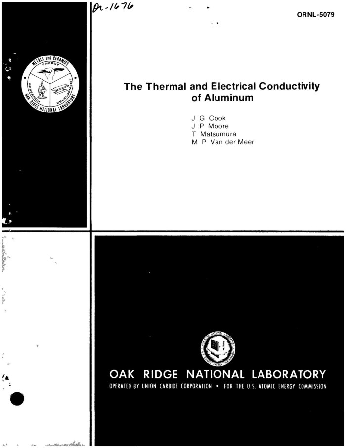 Thermal and electrical conductivity of aluminum. [Seebeck