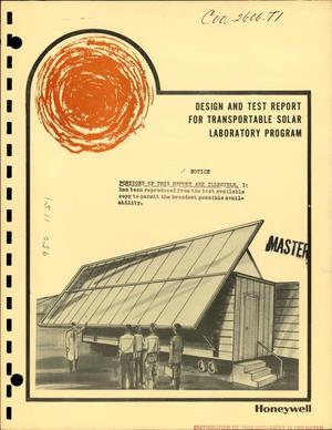Primary view of object titled 'Design and test report for transportable solar laboratory program'.