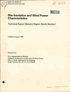 Site insolation and wind power characteristics: technical report western region (north section)