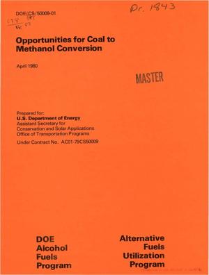 Opportunities for coal to methanol conversion