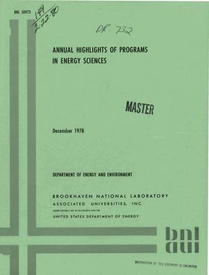 Annual highlights of programs in energy science. [Chemistry; materials; process]