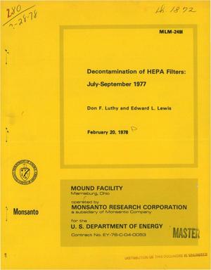 Decontamination of the HEPA filters: July--September 1977