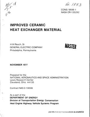 Improved ceramic heat exchanger material