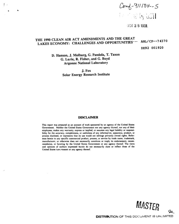 Реферат: Clean Air Act Essay Research Paper 1990