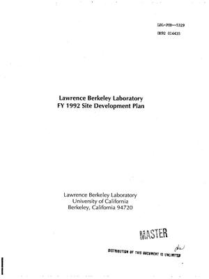 Lawrence Berkeley Laboratory FY 1992 Site Development Plan
