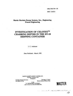 Investigation of Celotex trademark charring depths in the DT-18 shipping container