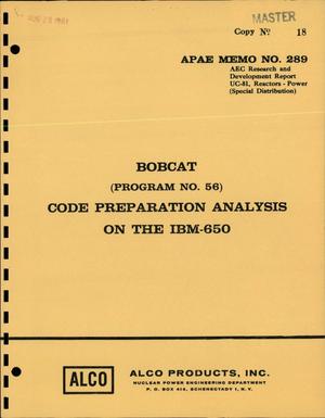 Bobcat (Program No. 56) Code Preparation Analysis on the IBM-650