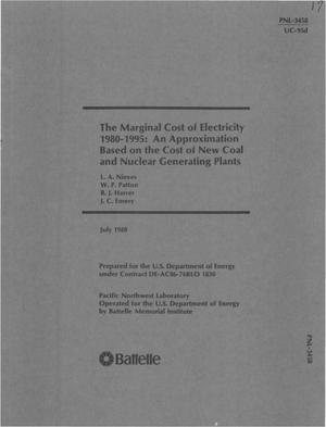 Marginal cost of electricity 1980-1995: an approximation based on the cost of new coal and nuclear generating plants