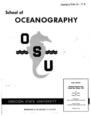 Biological baseline data Youngs Bay, Oregon, 1974