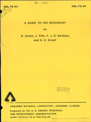 Guide to TSO speakeasy