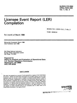 Licensee Event Report (LER) compilation for month of March 1988
