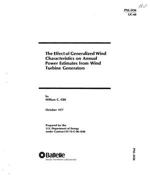 Effect of generalized wind characteristics on annual power estimates from wind turbine generators