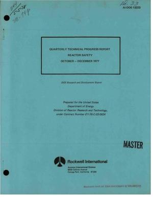 Reactor safety. Quarterly technical progress report, October--December 1977. [LMFBR]