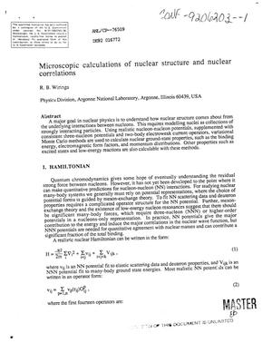 Microscopic calculations of nuclear structure and nuclear correlations
