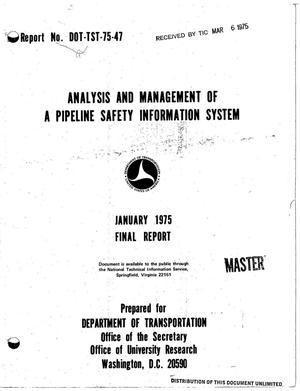 Analysis and management of a pipeline safety information system. Final report