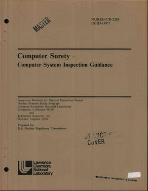 Computer surety: computer system inspection guidance. [Contains glossary]