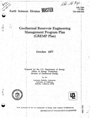 Geothermal reservoir engineering management program plan (GREMP Plan)