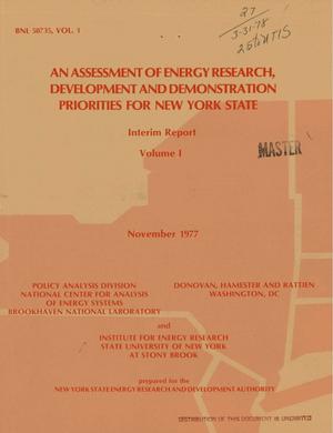 Assessment of energy research, development, and demonstration priorities for New York State. Interim report. Volume I