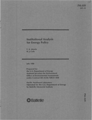 Institutional analysis for energy policy
