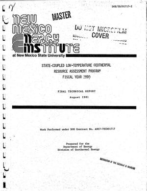 State-Coupled Low-Temperature Geothermal-Resource-Assessment Program, Fiscal Year 1980. Final Technical Report