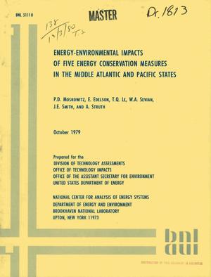 Energy-environmental impacts of five energy conservation measures in the Middle Atlantic and Pacific states