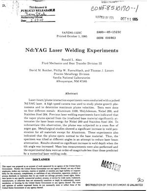 Nd:YAG laser welding experiments