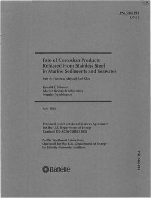 Fate of corrosion products released from stainless steel in marine sediments and seawater. Part 4: Hatteras abyssal red clay