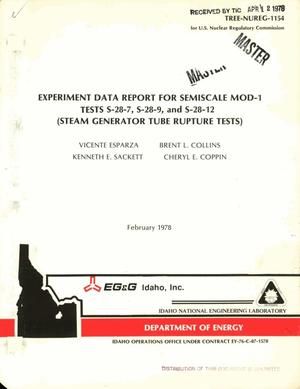 Experiment data report for Semiscale Mod-1 Tests S-28-7, S-28-9, and S-28-12. [PWR]