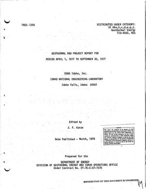 Geothermal R and D project report for April 1, 1977--September 30, 1977
