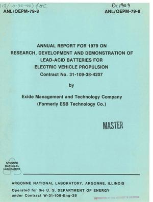 Research, development, and demonstration of lead-acid batteries for electric vehicle propulsion. Annual report, 1979