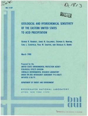 Geological and hydrochemical sensitivity of the eastern United States to acid precipitation