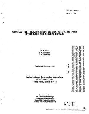Advanced Test Reactor Probabilistic Risk Assessment Methodology and Results Summary